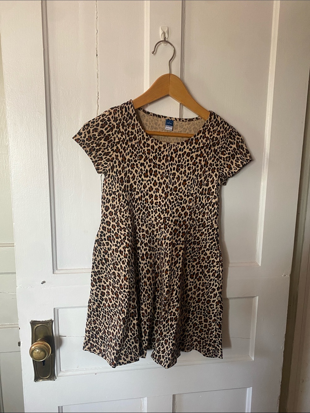 Old Navy Leopard Print Short Sleeve Dress - Beige, Brown, Black